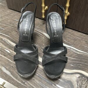 🖤 CASADEI Black Suede & Silver Resin
Platform Sandals🖤
